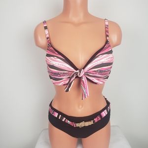 NWT Captiva Pink/Black Bikini Size Medium